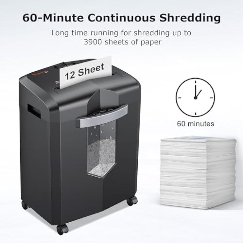 Bonsaii 12-Sheet Micro-Cut Paper Shredder | 60-Min Heavy Duty (C266-B)
