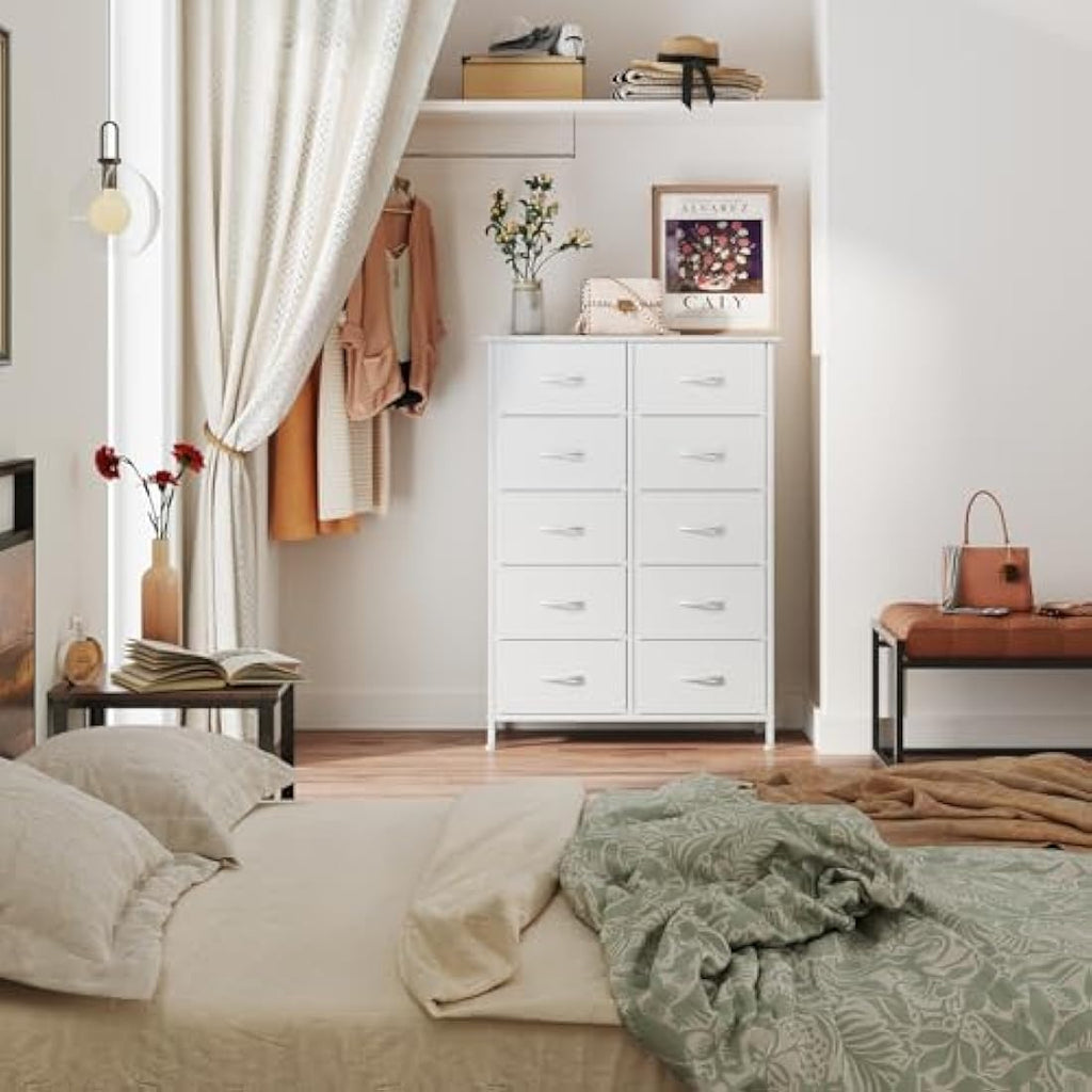 10-Drawer Fabric Chest of Drawers | Tall Storage Organizer