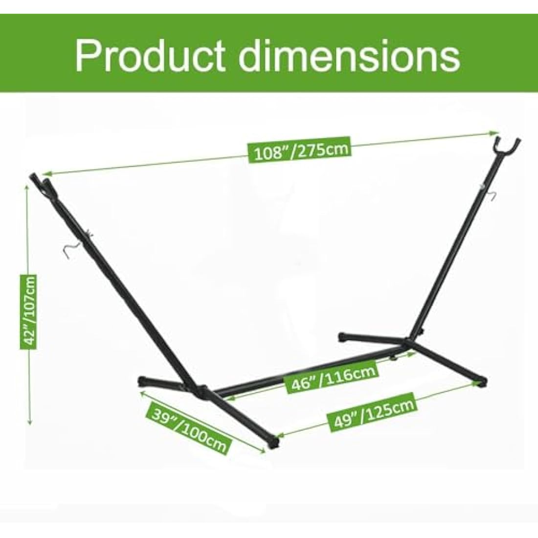 Jolof Store 9ft Portable Hammock Stand - Heavy-Duty 550lb Steel Frame