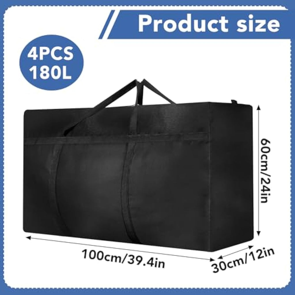Jolof Store 4-Pack 180L Extra Large Moving Bags | Waterproof Oxford Totes