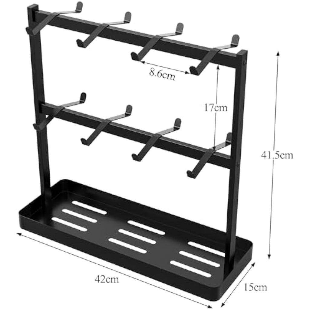 YUMORE Coffee Mug Holder Stand | 16 Hook 2-Tier Metal Countertop Organizer
