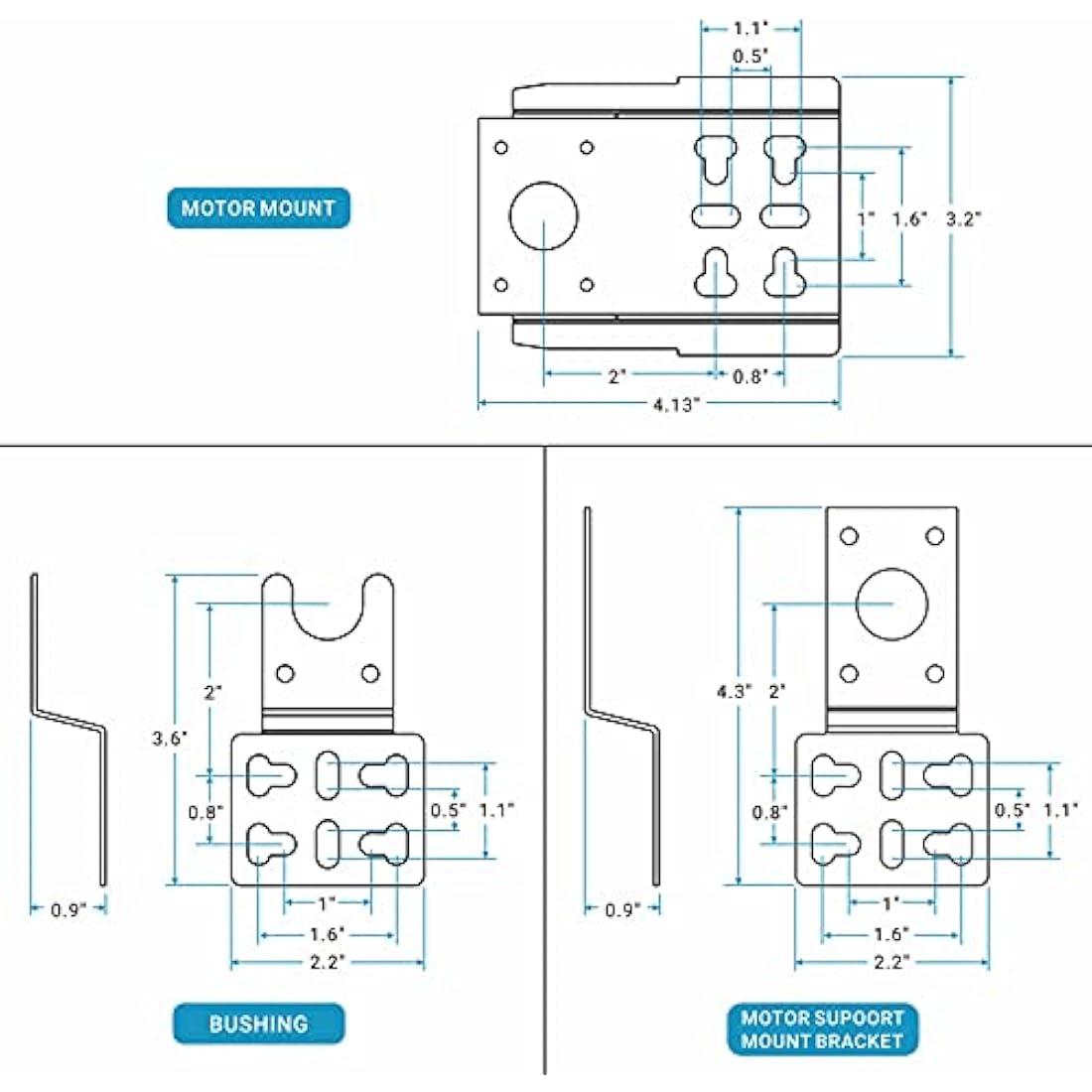 Universal Stainless Steel Rotisserie Motor Bracket Set