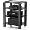 FITUEYES 4-Tier HiFi Rack | Black Tempered Glass AV Media Stand