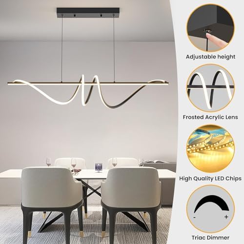 Mikeru 120cm Modern LED Pendant Light | Dimmable Black Spiral Chandelier