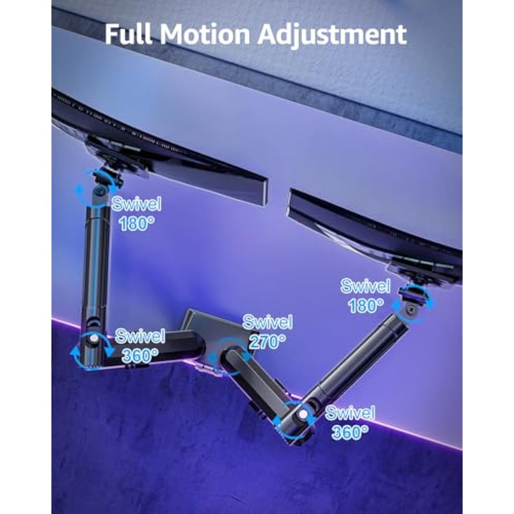ELIVED Dual Monitor Arm | Gas Spring Desk Mount for 13-32 Inch Screens