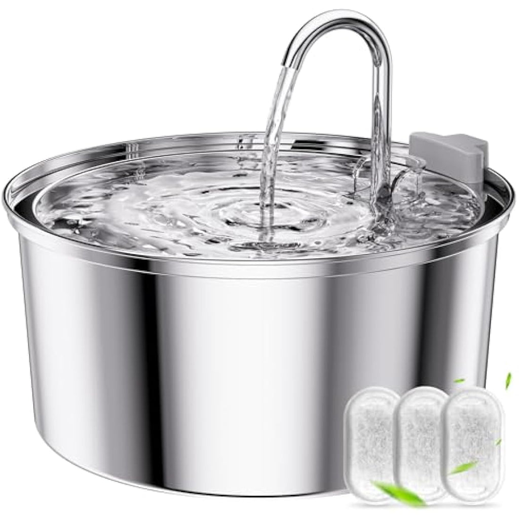 TOMXCUTE 3.2L Stainless Steel Cat Water Fountain | Ultra-Quiet Pet Dispenser