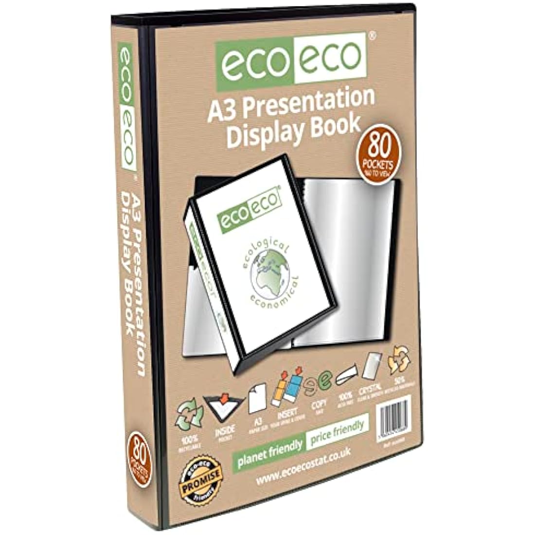 Jolof Store A3 Recycled Presentation Display Book - 80 Pockets Art Folder