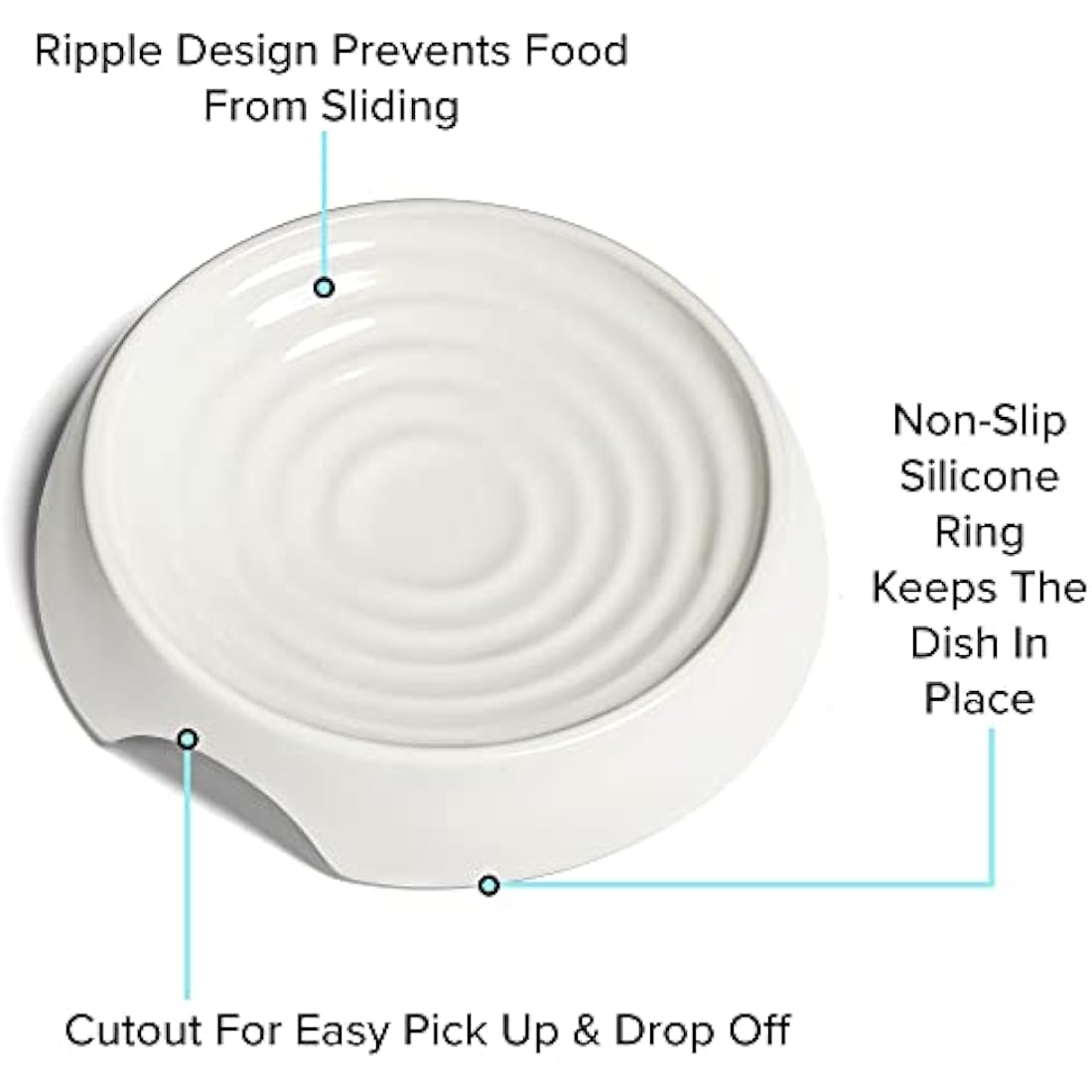 CatGuru Ceramic Cat Bowls – Whisker Fatigue Relief Shallow Dish, Set of 2