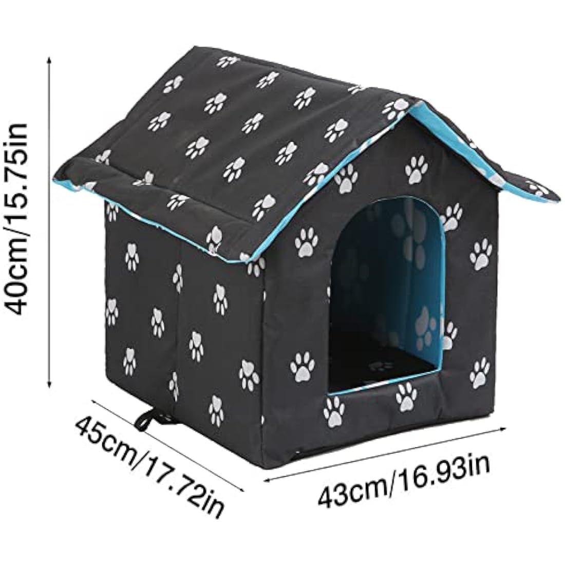 Outdoor Cat House – Waterproof Winter Pet Shelter (Black, L)