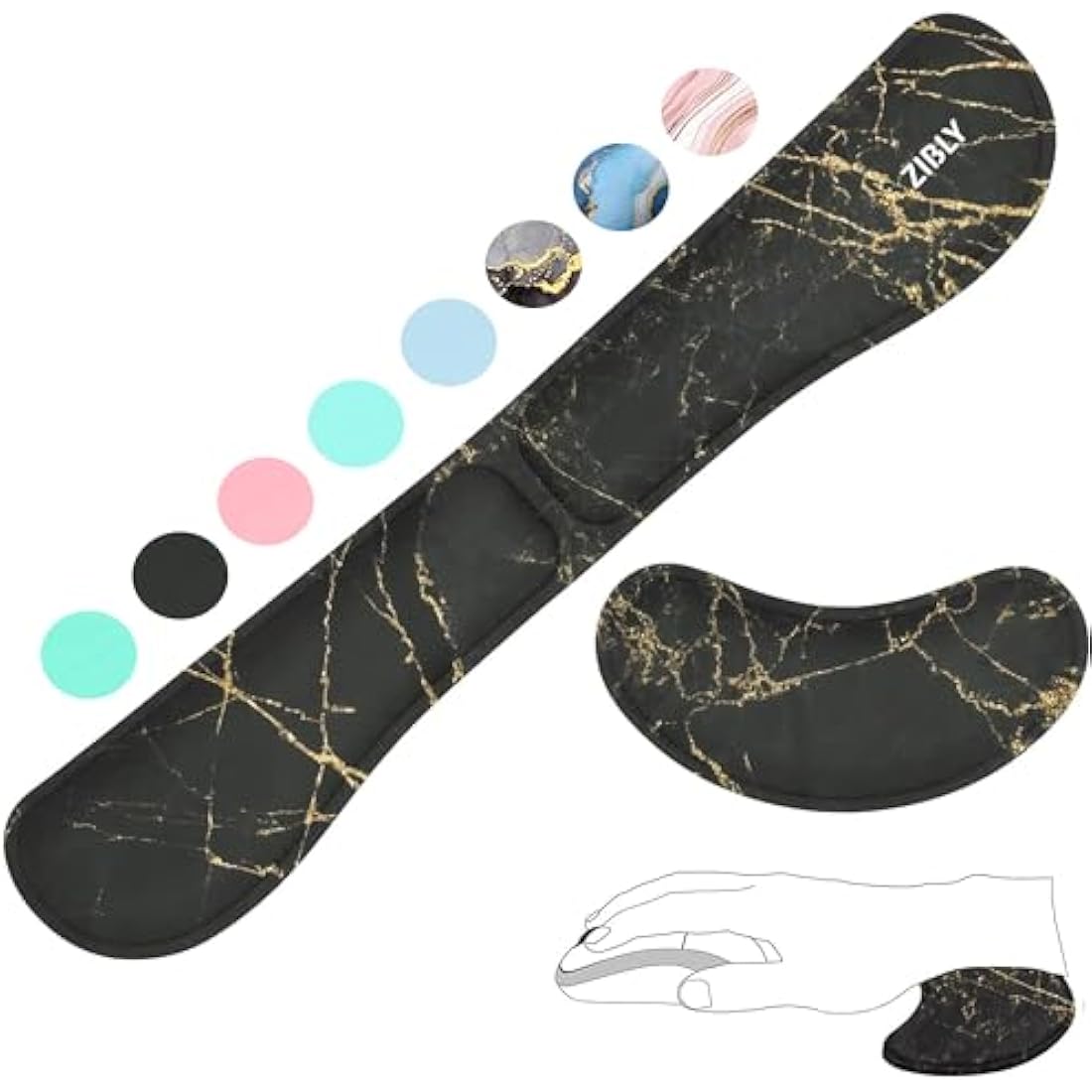 ZIBLY Ergonomic Keyboard and Mouse Wrist Rest Set – Memory Foam Support