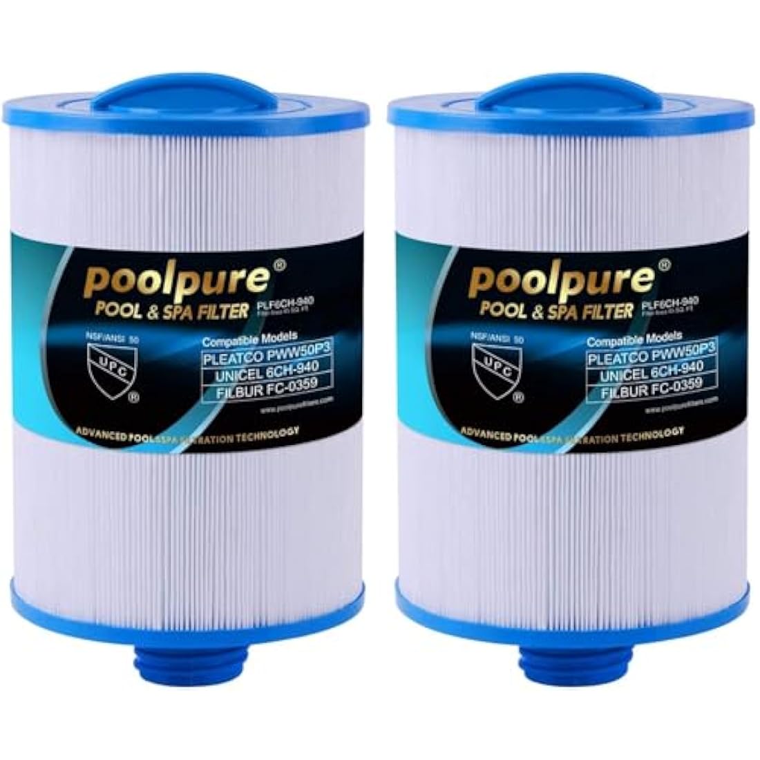 POOLPURE Spa Filter Replacement for Unicel 6CH-940 & PWW50P3 | 2 Pack