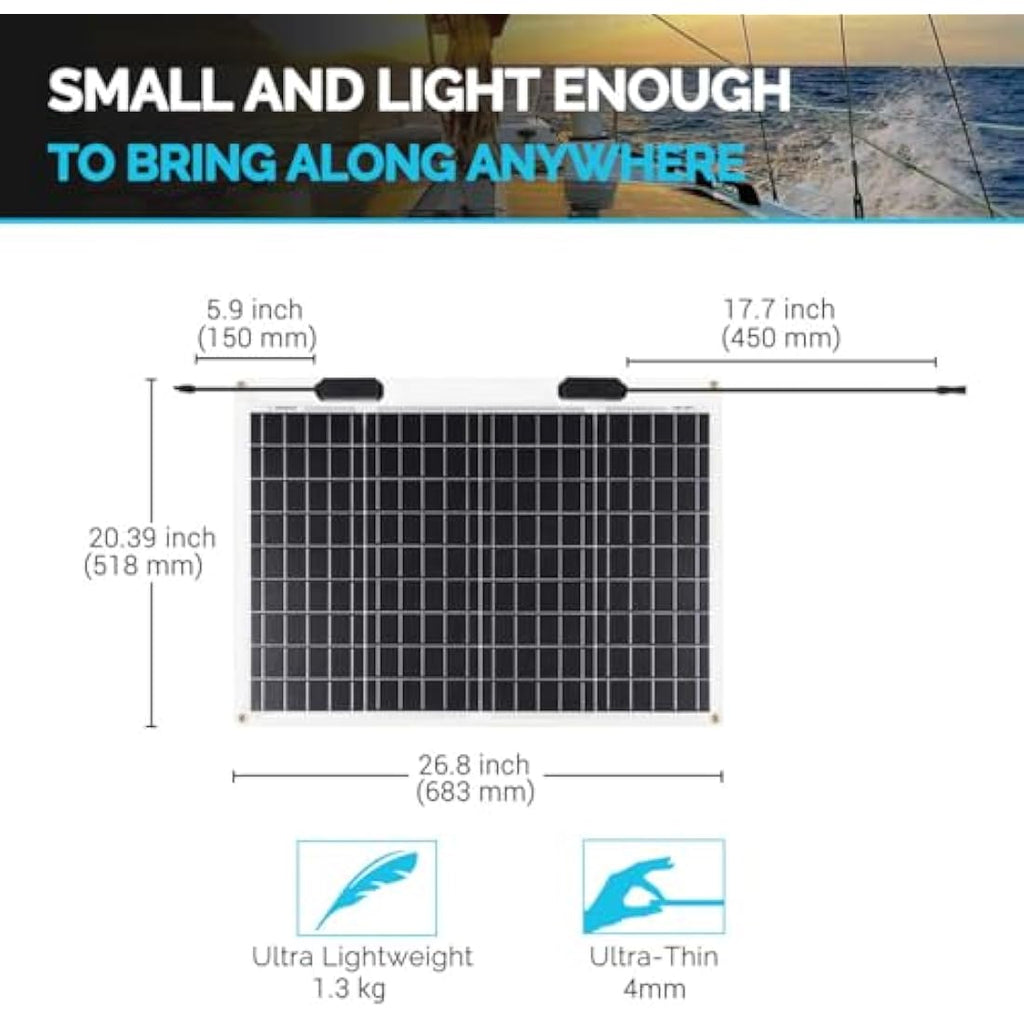 Renogy 50W 12V Flexible Monocrystalline Solar Panel for RV & Marine