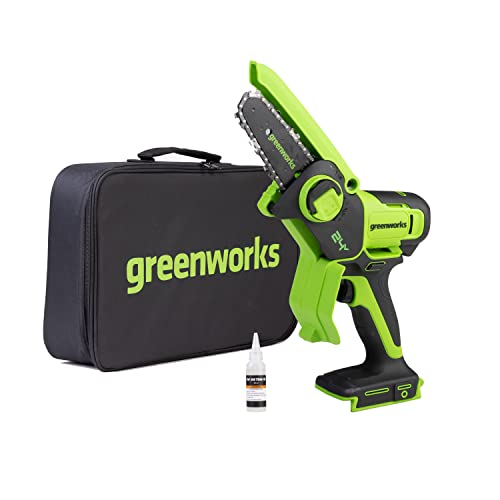 Greenworks 24V Mini Chainsaw | 4 Inch Cordless Electric Saw for Trees