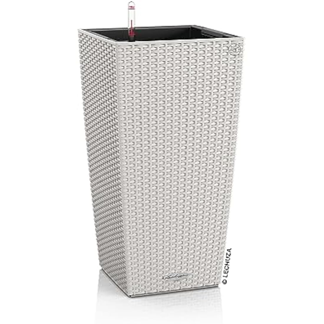 Lechuza Cubico Cottage 40 Self-Watering Planter | Light Grey Wicker