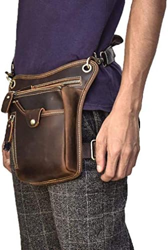 Leather Drop Leg Bag – Motorcycle Thigh Waist Pack, Brown