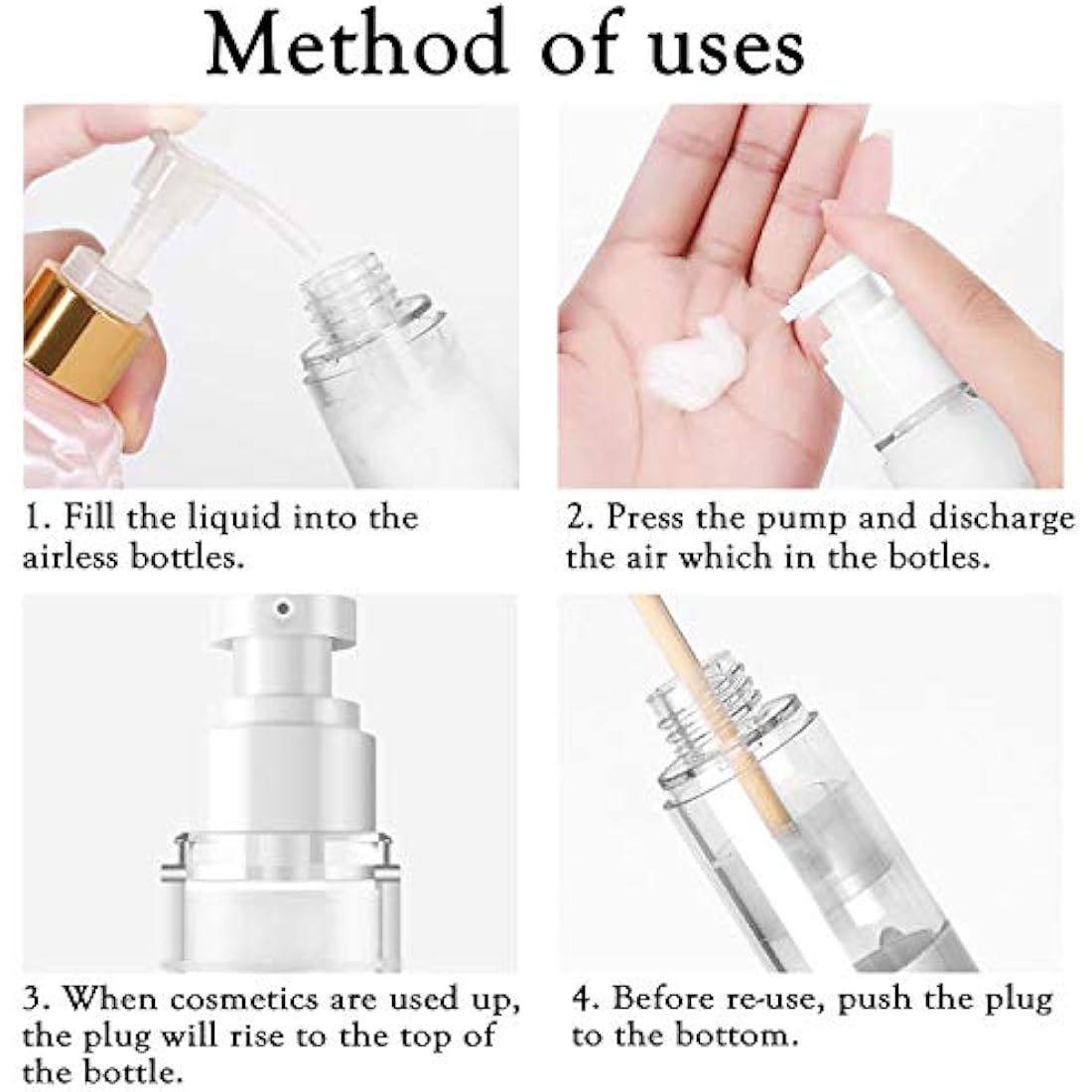 6Pcs Airless Pump Bottle – 30ml Refillable Travel Containers