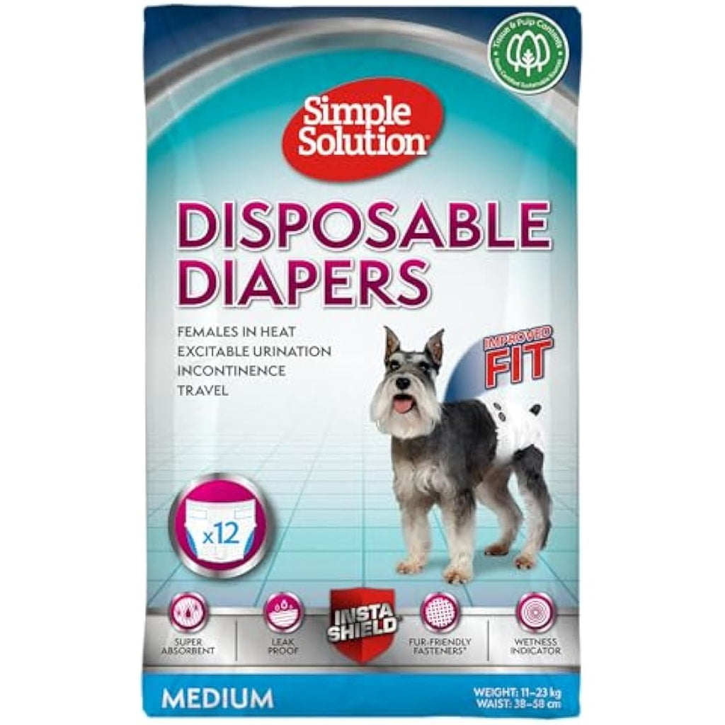 Simple Solution Disposable Female Dog Diapers | Leak-Proof 12-Pack