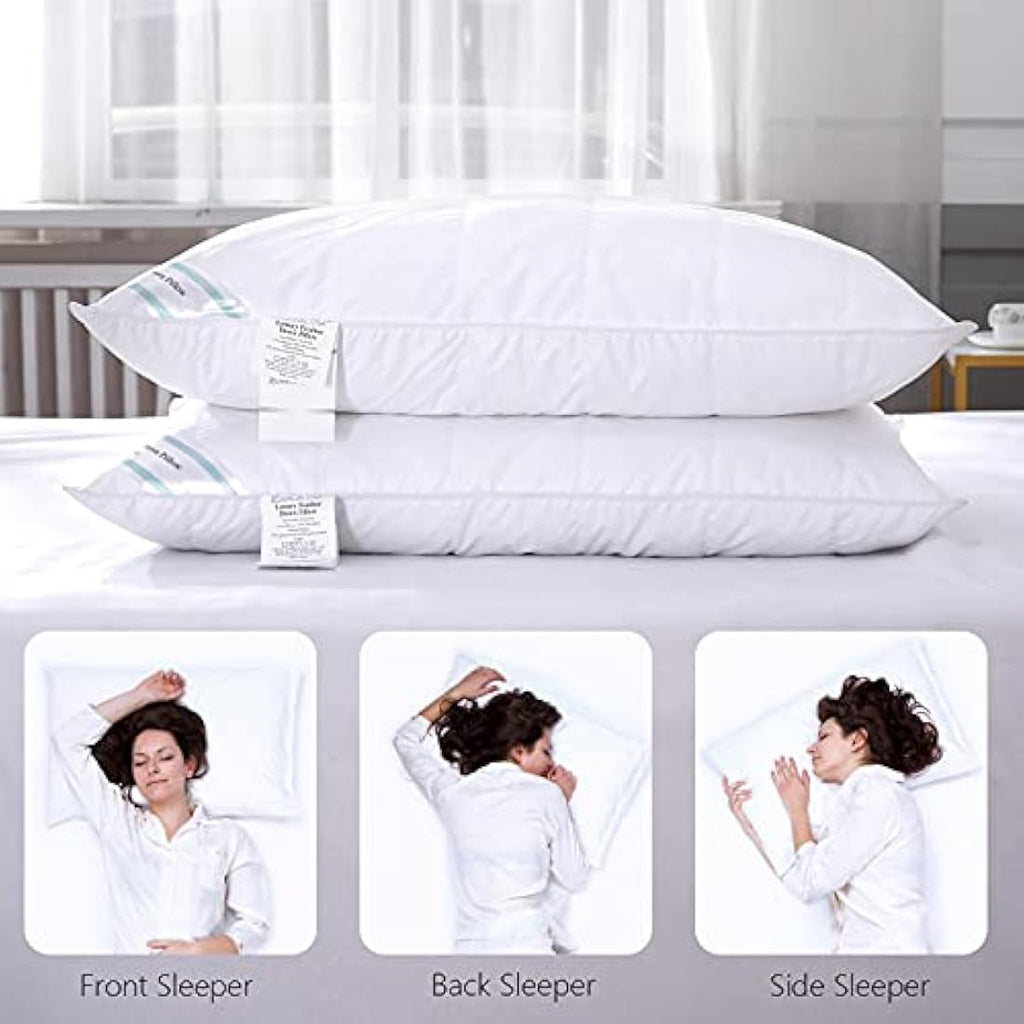 Jolof Store Feather & Down Pillows - Pack of 2 Luxury Medium Soft Support