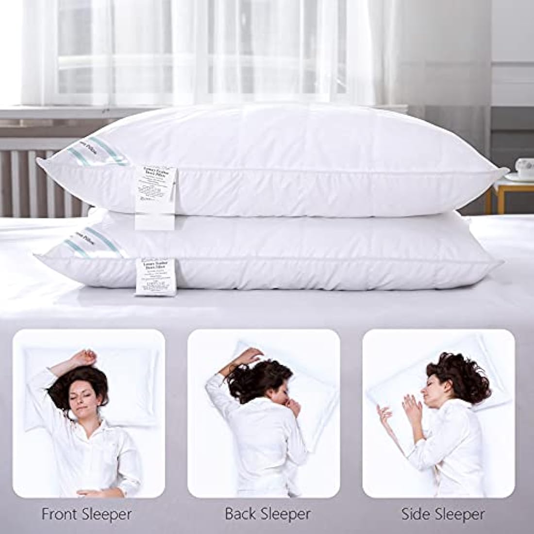 Jolof Store Feather & Down Pillows - Pack of 2 Luxury Medium Soft Support