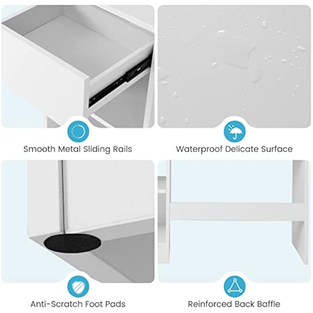Computer Desk with Keyboard Tray and Drawer - White