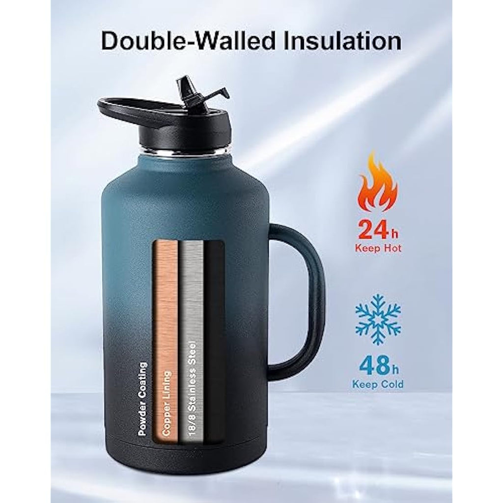 Trebo 2L Insulated Water Bottle | Stainless Steel Large Travel Jug