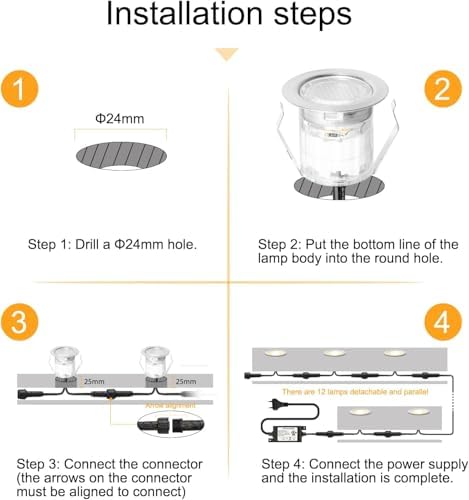 INDARUN Warm White LED Decking Lights – IP67 Waterproof Plinth Kit, 30 Pack