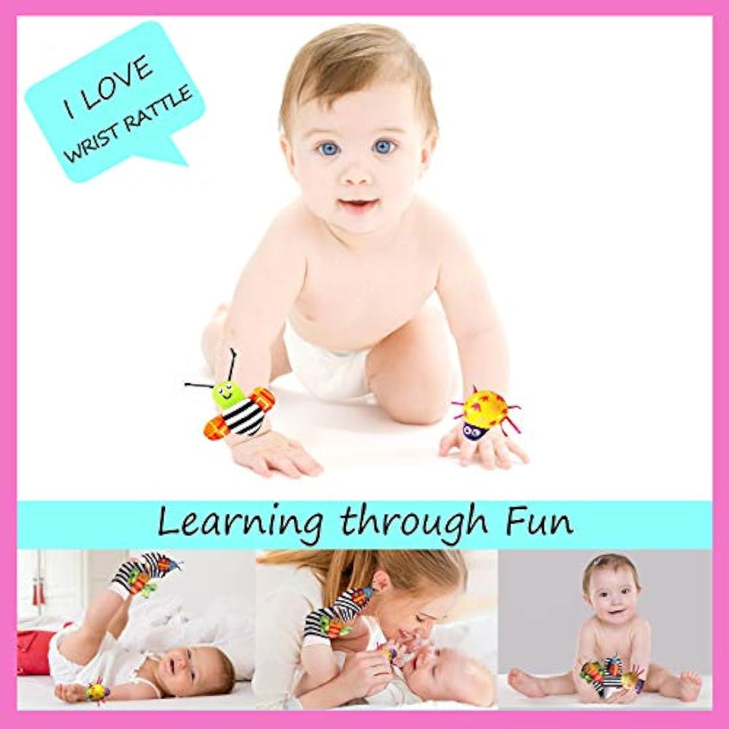 Jolof Store Foot Finders and Wrist Rattles – Sensory Baby Sock Toys