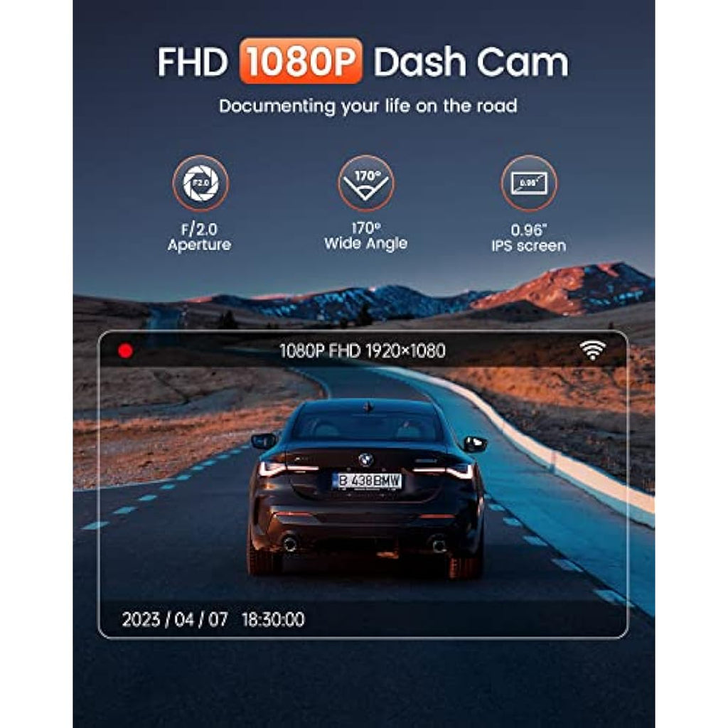 BESTSEE 1080P Mini WiFi Dash Cam – 170° Wide Angle Car Camera with Night Vision