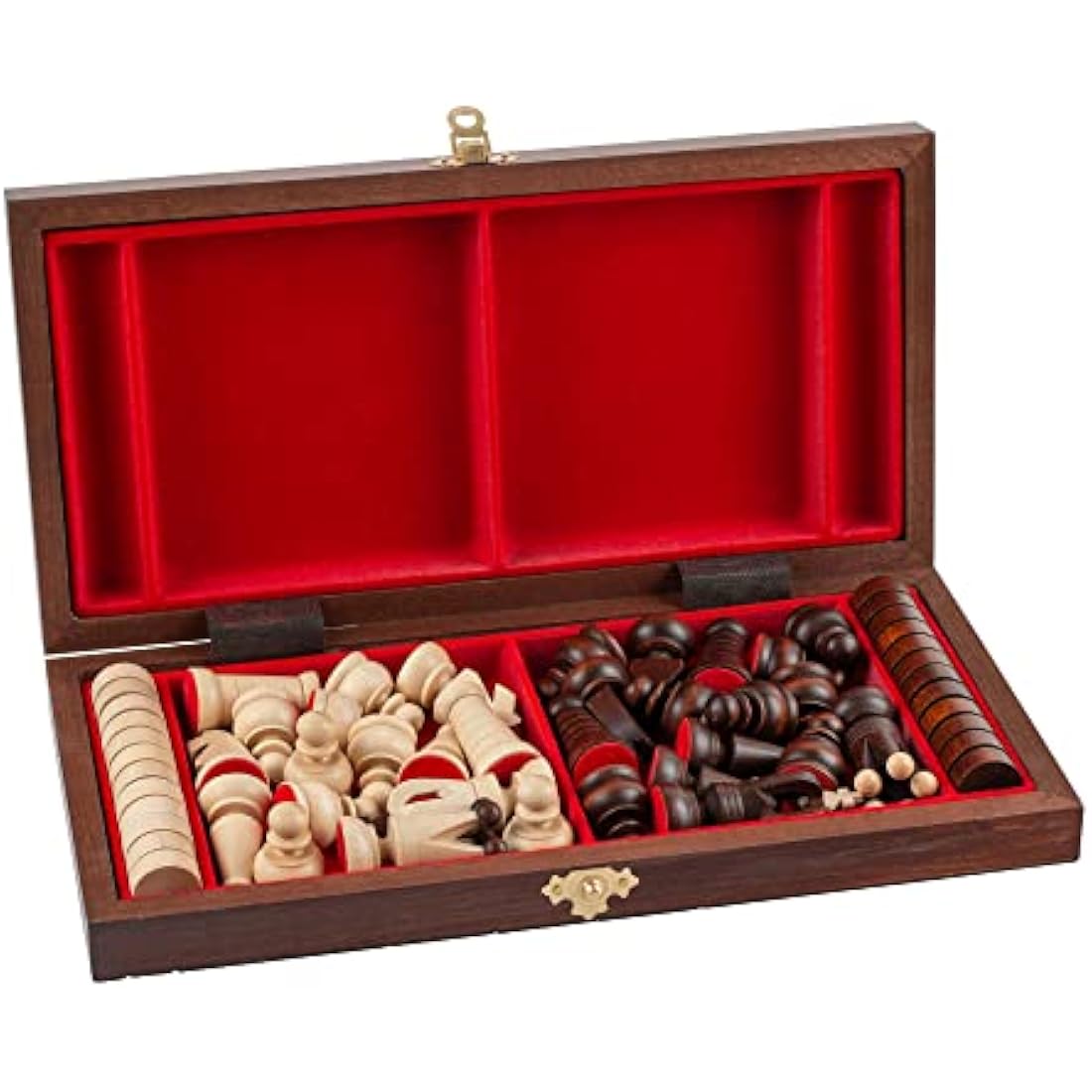 Handmade Wooden Chess and Checkers Set | Portable 31cm Board