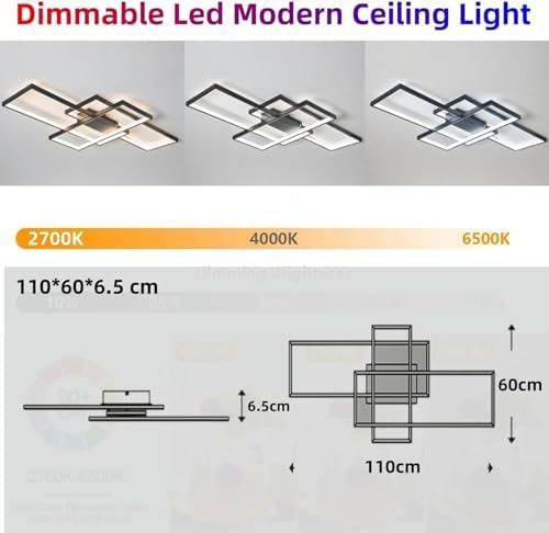 Modern LED Dimmable Ceiling Light | Black Metal & Acrylic