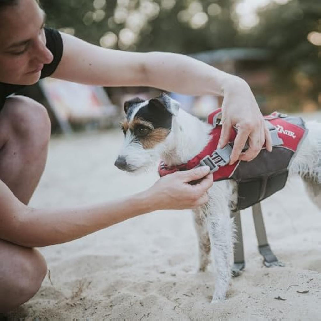 HUNTER Dog Swimming Vest – Red Adjustable Safety Lifejacket, Small