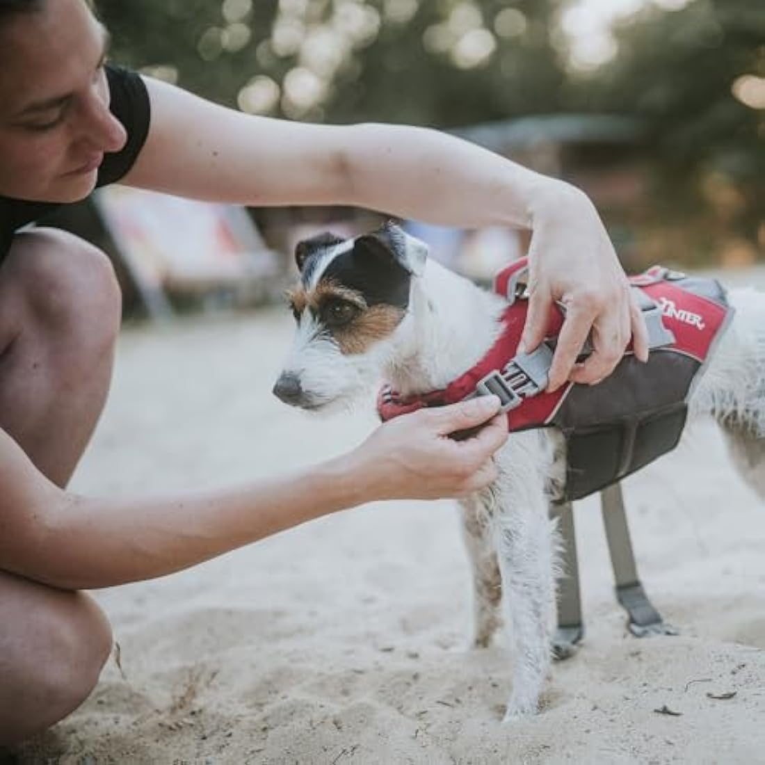 HUNTER Dog Swimming Vest – Red Adjustable Safety Lifejacket, Small