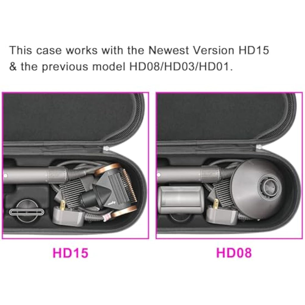 RLSOCO Hard Travel Case for Dyson Supersonic Hair Dryer HD15 HD08 – Pink