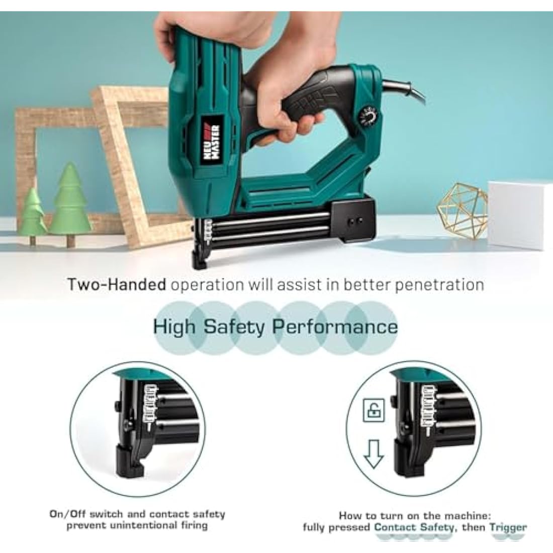 NEU MASTER 2-in-1 Electric Brad Nailer & Staple Gun for DIY Woodworking