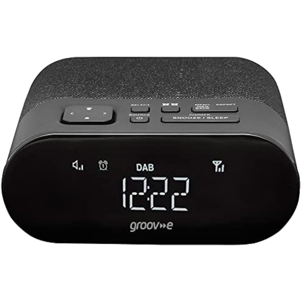 Groov-e Roma DAB/FM Clock Radio – Digital Alarm Clock with USB Charging