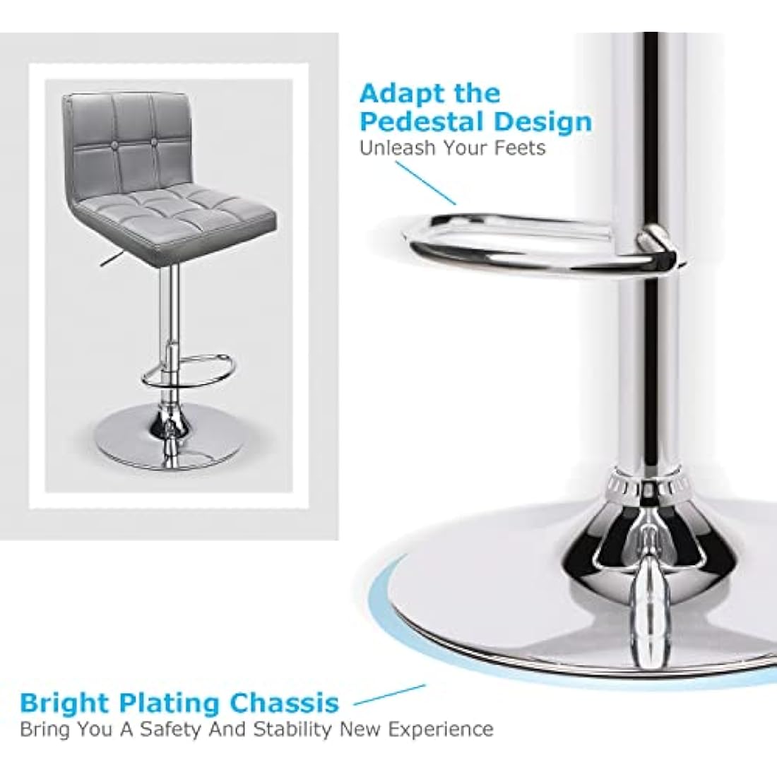 Leader Accessories Bar Stools - Set of 2 Swivel PU Leather Counter Chairs