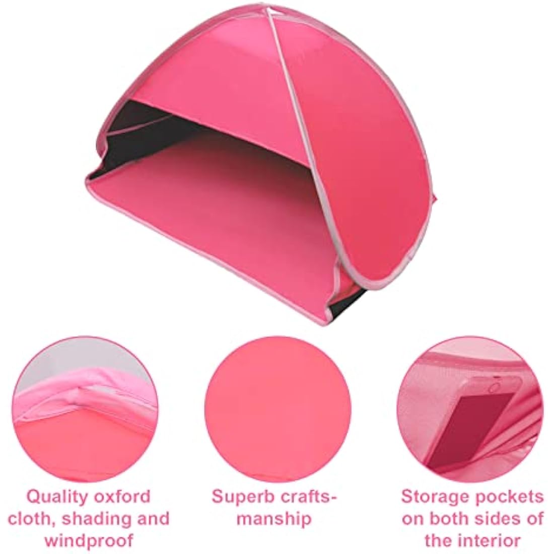 Mini Pop Up Pet Beach Tent – UV Sun Shelter & Shade, Rose Red