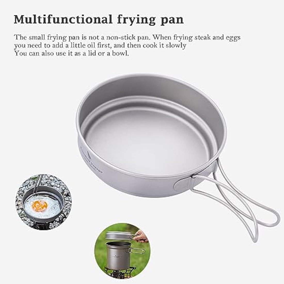 iBasingo Titanium Camping Cookware Set | Ultralight 3-in-1 Backpacking Pots