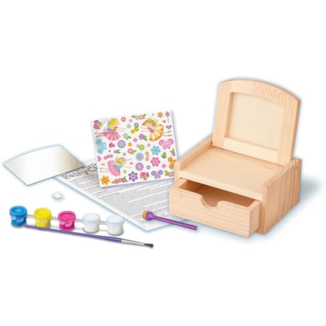 4M Paint Your Own Fairy Mirror Chest – Kids DIY Craft Kit in Pink
