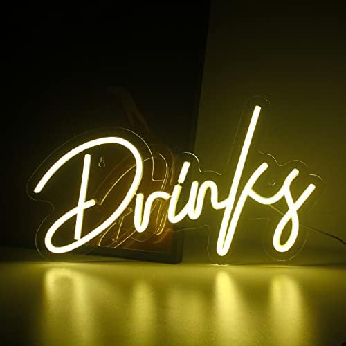 Looklight Drinks Neon Sign – Warm White LED Wall Decor for Bar & Home