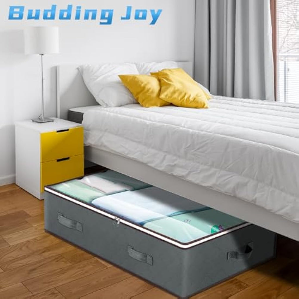 Budding Joy 90L Underbed Storage Bags with Lid, 4 Pack – Grey
