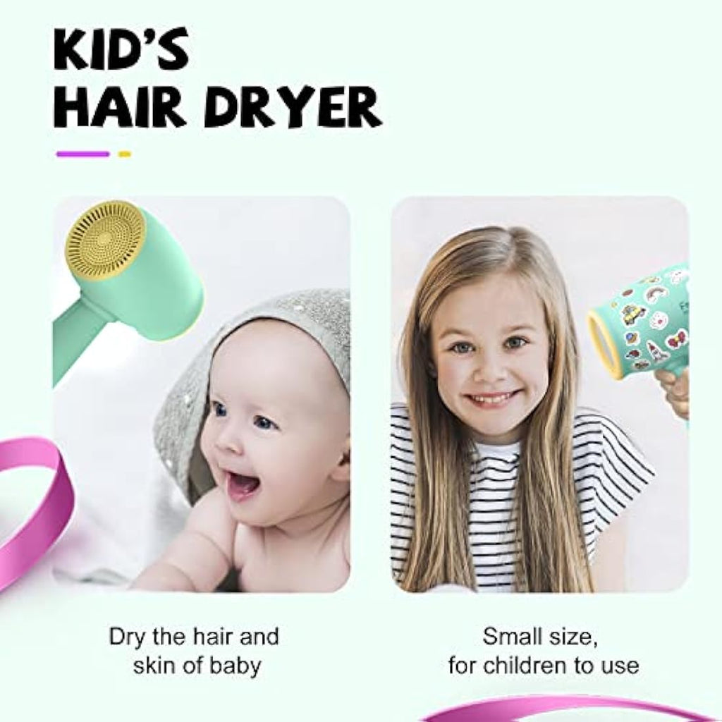 Feekaa Kids Hair Dryer – Portable Low Heat Baby Blow Dryer with Stickers