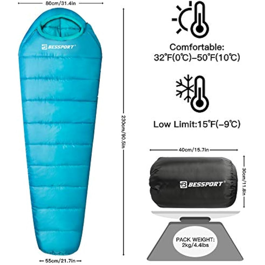 Bessport Mummy Sleeping Bag – 4 Season Ultralight 0°C Thermal Gear