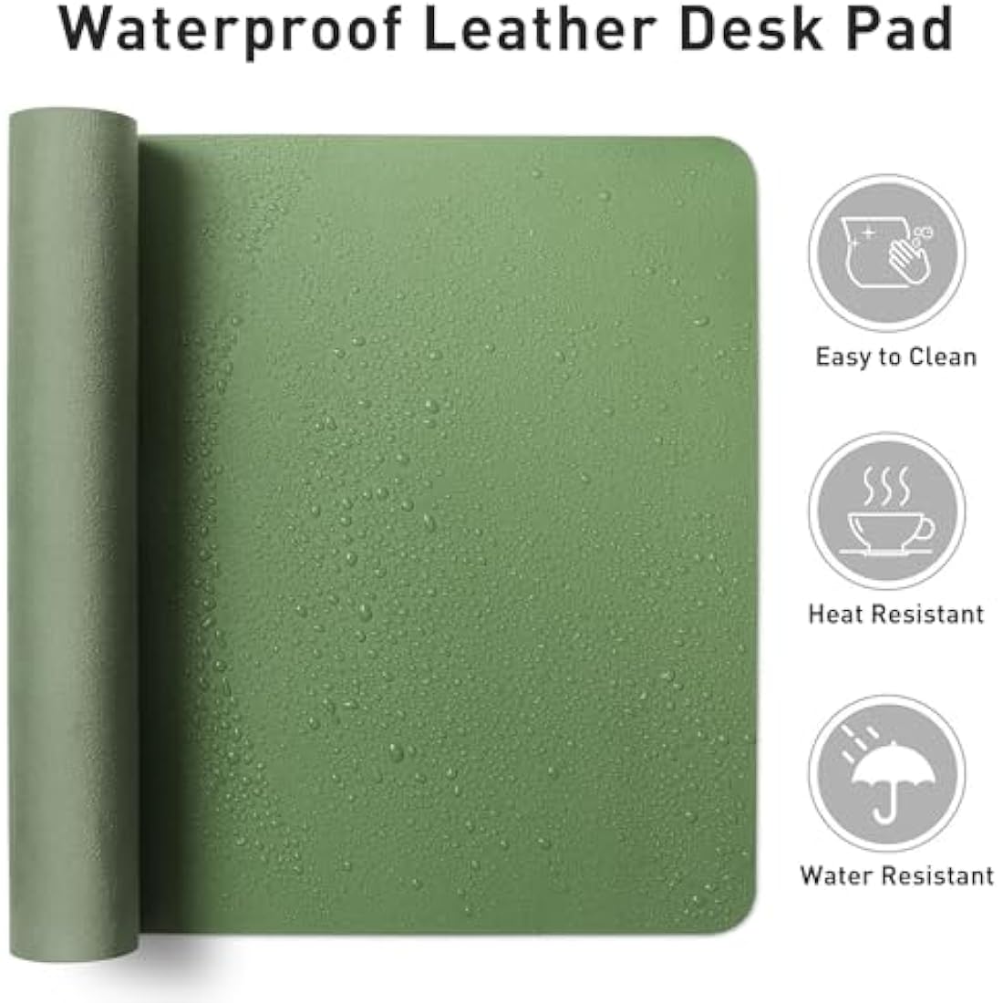 Aothia PU Leather Desk Mat – Non-Slip Mouse Pad & Protector, Olive Green