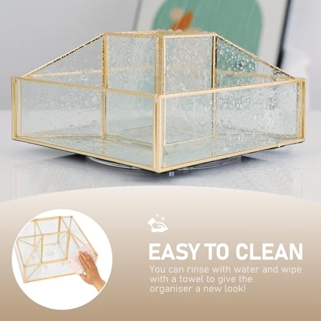 SLHEQING 360° Drehbarer Make-up-Organizer – Glas Schmink Aufbewahrung