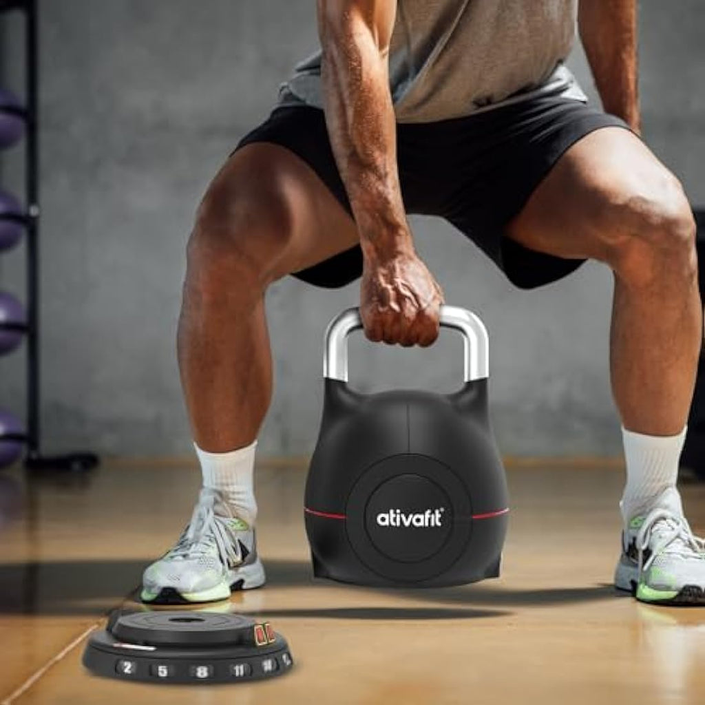 ATIVAFIT 20kg Adjustable Kettlebell – 7-in-1 Home Gym Strength Training