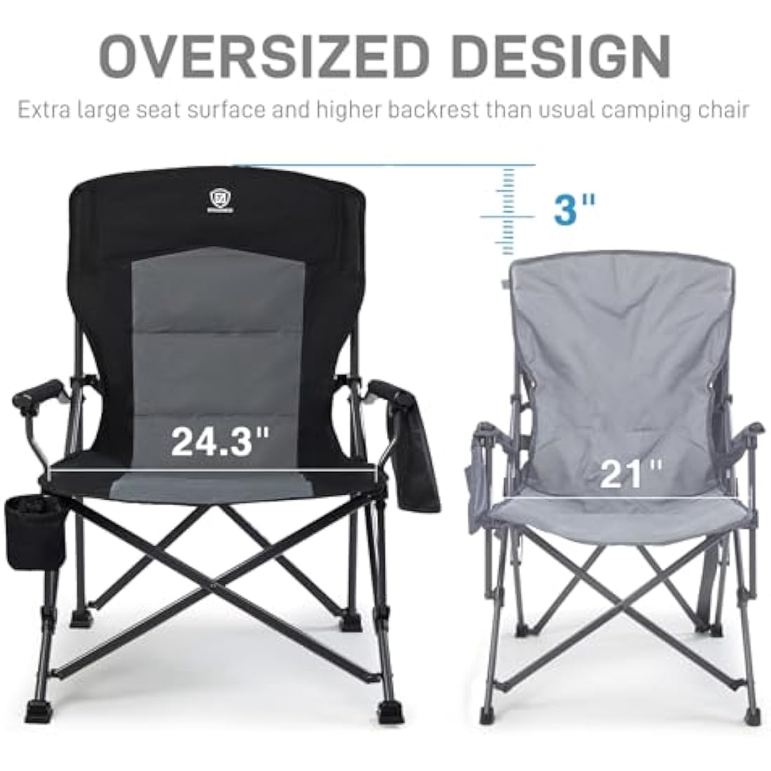 EVER ADVANCED Oversized Camping Chair – Heavy Duty 230kg Folding Seat