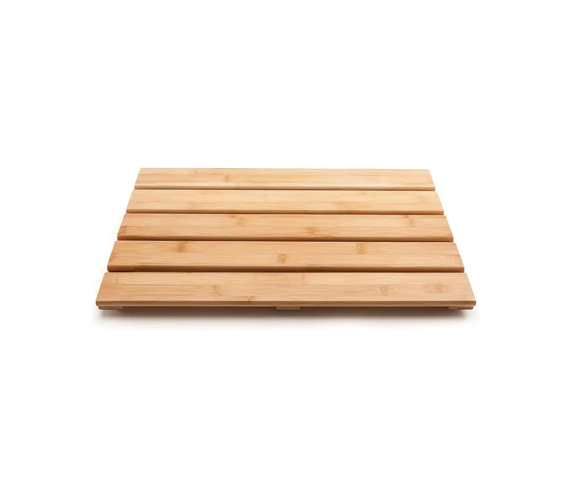 HubewaGlobal Bamboo Bath Mat – Non-Slip Wooden Duckboard, 50x33cm