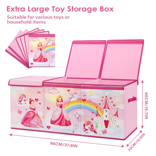 Decalsweet Princess Extra Large Toy Storage Box with Lid - Foldable Oxford Chest