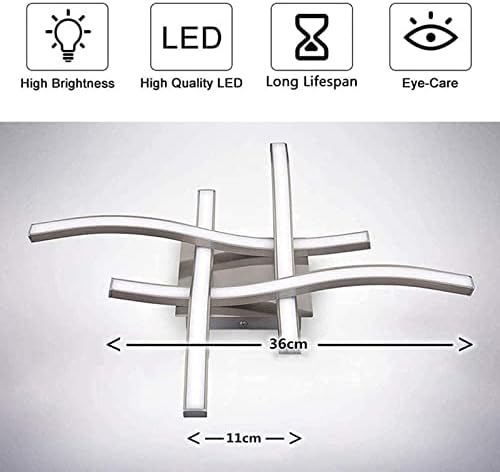 Jolof Store LED Ceiling Light – Dimmable 24W Curved Modern Metal Lamp